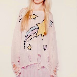 WILD FOX shooting star pink sweater